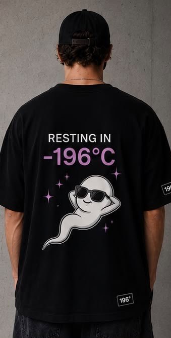 Resting In −196°C oversized tee, back print with ghost