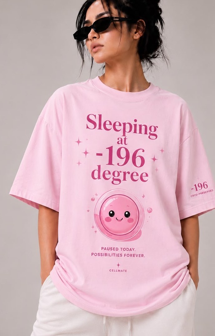 Sleeping At −196° pink tee, front print